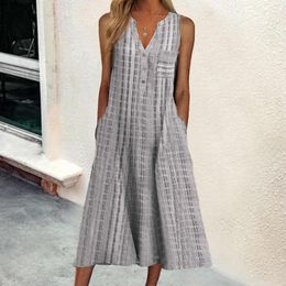 Casual Dresses Women's Dress Stripe Clear Color Hanging Strap Large Open Back Woman's Summer Women Day Womens A Line