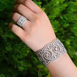 Bangle Missvikki Luxury Geometric CZ Big Wide Open For Women Wedding Baguette Arabia Bridal Noble Jewellery High Quality