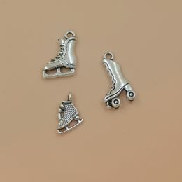 120Pcs Tibetan Style Alloy Pendants Antique Silver Charms Ice Skates Shape Pendants for Necklace Jewelry Making Accessories