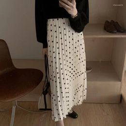 Skirts Summer Women Chic Skirt Female Stylish White And Black Polka Dot Print High Waist Casual Chiffon Ladies G216