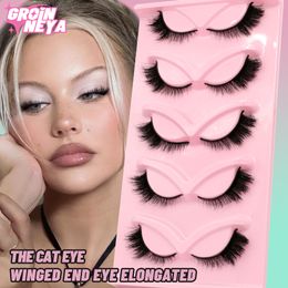 False Eyelashes GROINNEYA 57 Winged End Eye Elongated Cat 3D Mink Lashes Natural lashes Extension Soft 230627