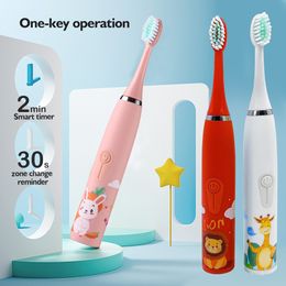 Toothbrush Childrens Electric Tooth Brush Sonic Oral Care Kids Ultrasonic Soft Cartoon Teeth Cleaner Ipx6 Waterproof 4 Mode USB 230627