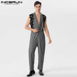 Men's Jeans Casual Fashion Style Rompers Funnt Applique Decorative Jumpsuit Stylish Party Vneck Sleeveless S5XL 230628