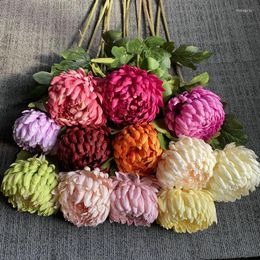 Decorative Flowers Single Branch Large Chrysanthemum Fake Daisy Silk Home Decor Ornaments Living Room Decoration Wedding Flower Arrangement