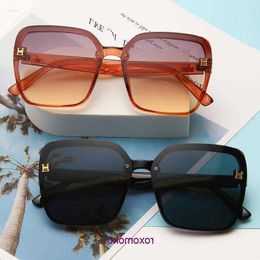 Sunglasses 2024 Black H Big Face Frame With Gift Box