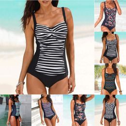 Women's Swimwear 2023 Arrival Striped One Piece Bodysuit Summer Beach Bathing Suit For Woman Backless Swimsuit Tummy Control Tankini