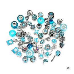 Charms 50Pcs/Lot Crystal Glass Alloy Large Hole Beaded Fit For Bracelets Necklaces Diy Jewellery 10 Colours Drop Delivery Findings Compo Dhrc1