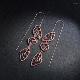 Dangle Earrings Korean Simple Threader Earring Fashion Jewellery Minimalist Hollow Leaves Hanging Custom Accessories Wholesale