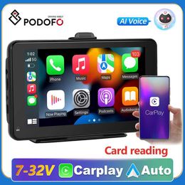 s Podofo Universal 7'' Auto Radio Drahtlose Carplay Android Auto Multimedia Video Player Touch Screen Monitor Tablet Smart TV L230619