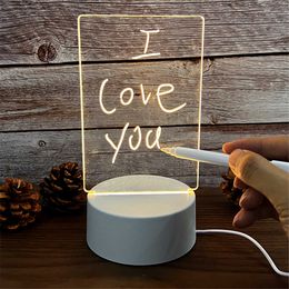 Transparent Message Night Light Glowing Memo Acrylic LED Ambient Lights Daily Moment Note Board Erasable Room Decor Gift HKD230628