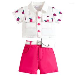 Clothing Sets 3Piece 2023 Summer Outfit Kids Clothes Girl Fashion Cute Print Cotton Short Sleeve Baby Tops Shorts Children Set BC2447