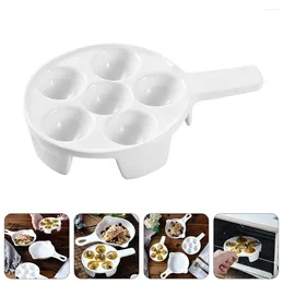 Dinnerware Sets Ceramic Snail Escargot Plate White Plates Porcelain Footed 6 Compartment Holes Dish Thickend