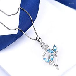 Pendant Necklaces CAOSHI Blue Buttfly Necklace Female Engagement Party Accessories Aesthetic Jewellery Chic Gift For Anniversary Ceremony