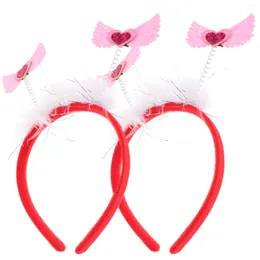 Bandanas 2 Pcs Valentine's Day Hair Hoop Flash Costume Love Heart Fabric Headpiece Dating Kids