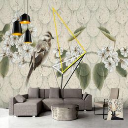 Wallpapers Bird Flower Vintage Background Wallpaper 3d For Living Room Home Improvement Painting Mural Silk Paper