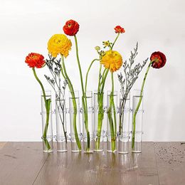 Vases 6/8pcs Clear Test Tube Glass Vase Modern Nordic Floral Hydroponics For Living Room Home Decor Accessories Flowerpot