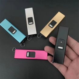 Portable Self Defence Keychain Mini Electric Lighter Shocks With Light Flashlight Key Chains Outdoor Safety