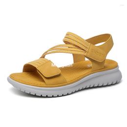 Sandals 2023 Fashion Brand Beach Woman's Thick Sole Summer Shoes Casual Women Soft Yellow Round Head Plus Size 42