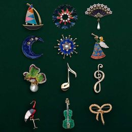 Pins Brooches Cute Creative Fan Boat Pin Buckle Brooches For Girl Decoration Badge Silk Scarf Brooch Accessories Gift