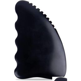 Massage Stones Rocks Gua Sha Facial Body Mas Tools Unique 9-Edge Bian Stone With Ridges Gentle Guasha Scra Tool Black Xb Drop Deli Dhhz5