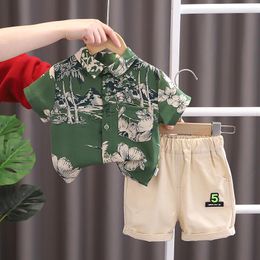 Clothing Sets Summer Baby Boy Clothes 18 To 24 Months Casual Turn-down Collar Short Sleeve Shirts And Shorts Tracksuit For Kids Boys Outfit