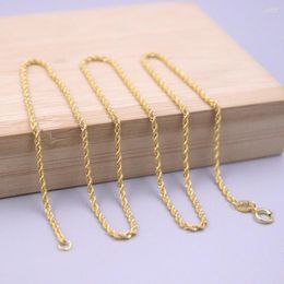 Chains Pure Au750 18K Yellow Gold Necklace Woman 1.6mmW Rope Chain Link 16.5"L