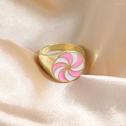 Cluster Rings Miwens Dripping Oil Windmill Metal For Women Egirl Heart Shape Chunky Club Yin Yang Finger Jewelry Wholesale Gifts