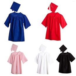 Tench Coats Children's Graduation Bachelor's Dress Hat Set Shiny Robe Gown Charming School Jacket For Boys Kid Road Coat