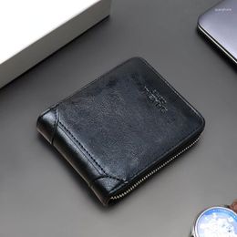 Wallets Vintage Men Leather Luxury Wallet Short Slim Male Purses Money Clip Dollar Mens Card Purse Coin 2023