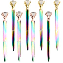 Pens 50 Pcs Big Crystal Diamond Rainbow Metal Ballpoint Pens Office Supplies Christmas Bridesmaid Wedding Birthday Gifts Custom