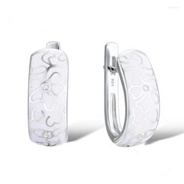 Stud Earrings Retro Handmade Ceramic For Women National Wind White Flowers Imitation Porcelain Jewelry