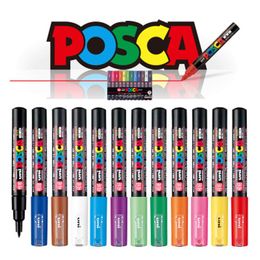 Markers Uni Posca Marker Pen Set Pop Poster Advertising Graffiti Pen Pc1m Pc3m Pc5m Pc8k Pc17k Round Head Oily Paint Pen