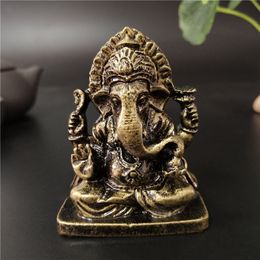 Decorative Objects Figurines Ganesha Statue Buddha Elephant God Sculpture Ganesh Figurines Bronze Resin Craft For Home Garden Decoration Buddha Statues 230627