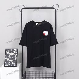 xinxinbuy Men designer Tee t shirt 23ss love Leather label pocket polo short sleeve cotton women yellow black white XS-XL