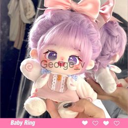 Stuffed Plush Animals 20cm Cute Plush No Attribute 20cm Kawaii Rabbit Long Purple Fried Hair Naked Doll Fur Plush Doll Stuffed Toy J230628