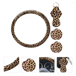 Steering Wheel Covers 1 Set Cover Leopard Cushion Protector Keychain Auto