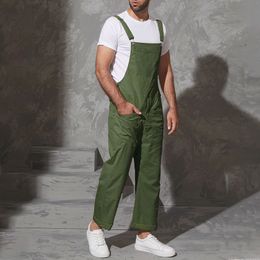 Men's Jeans 2023 Men Bib Pants Solid Colour Casual Jumpsuits Streetwear Joggers Multi Pockets Fashion Suspenders Cargo Overalls INCERUN 230628