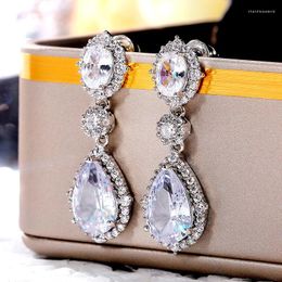 Stud Earrings Fashion Crystal Cubic Zirconia For Women Teardrop Bridesmaid Wedding Jewellery Female Accessories 2023