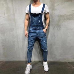 Men's Jeans Men Denim Cloth Pants Tear Trousers Fashion Jumpsuits High Street Overalls Waist Casual Sling Pantsl 230628