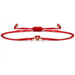 Charm Bracelets Nice Cubic Zirconia Small Peach Love Heart Bracelet Women Delicate Caring Joy Red String Passionate Jewelry Lover Gift
