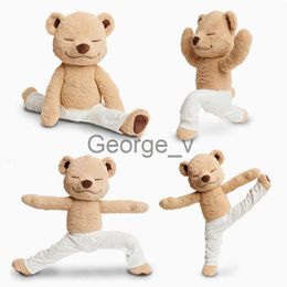 Stuffed Plush Animals 37cm Yoga Plush Doll Kawaii Cute Brown Bear Soft Stiffed Doll Pillow Yoga Bear Plush Toys Doll for Baby Kids Plushies J230628