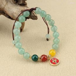 Strand Natural Stone Green Jades Women Emerald Agate Vintage Bangles Female Wristband Summer Gifts