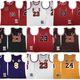 Versione autentica del giocatore cucita Maglia da basket retrò classica Maglia gialla 60esimo 2007-08 Maglia 1997-98 Bianca 1995-96 Campione rosso Striscia nera 1996-97