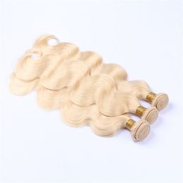 Malaysian Virgin Hair Body Wave Blonde Light Colour 613# Human Hair Extensions 10-30inch Double Wefts Blonde 3 Bundles