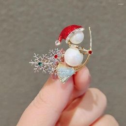 Brooches Exquisite Christmas Brooch Pin Snowman Broom Pearl Fashion Jewellery Gift Decoration Kids Cute Accessories