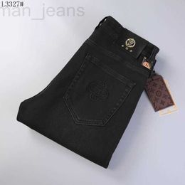 Men's Jeans designer 2023 Summer New Brand High end Korean Version Slim Fit Elastic Non ironing Wrinkle Resistant Fashion Trendy Pants BRLF