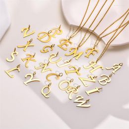 Pendant Necklaces Initial Letter Necklace For Women Stainless Steel Capital Alphabet 2023 Trend Couple Wedding Jewelry Collar