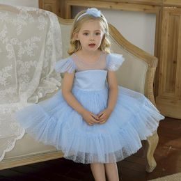 Girl Dresses Polka-dots Princess Girls Dress Tutu Flower Kids For Wedding Evening Fromal Gown Tulle Party Children Clothing