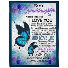 Blankets To My Daughter Butterfly I Love You Grandma Cosy Premium Fleece Blanket 3D Print Sherpa On Bed Home Textiles