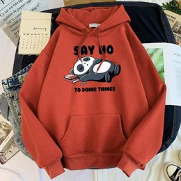 Men's Hoodies Say No To Doing Things Panda Sleep Hoodie Male Loose Fashion Mens Sweatshirt Anutumn Casual Tracksuit Comfortable Streetwear